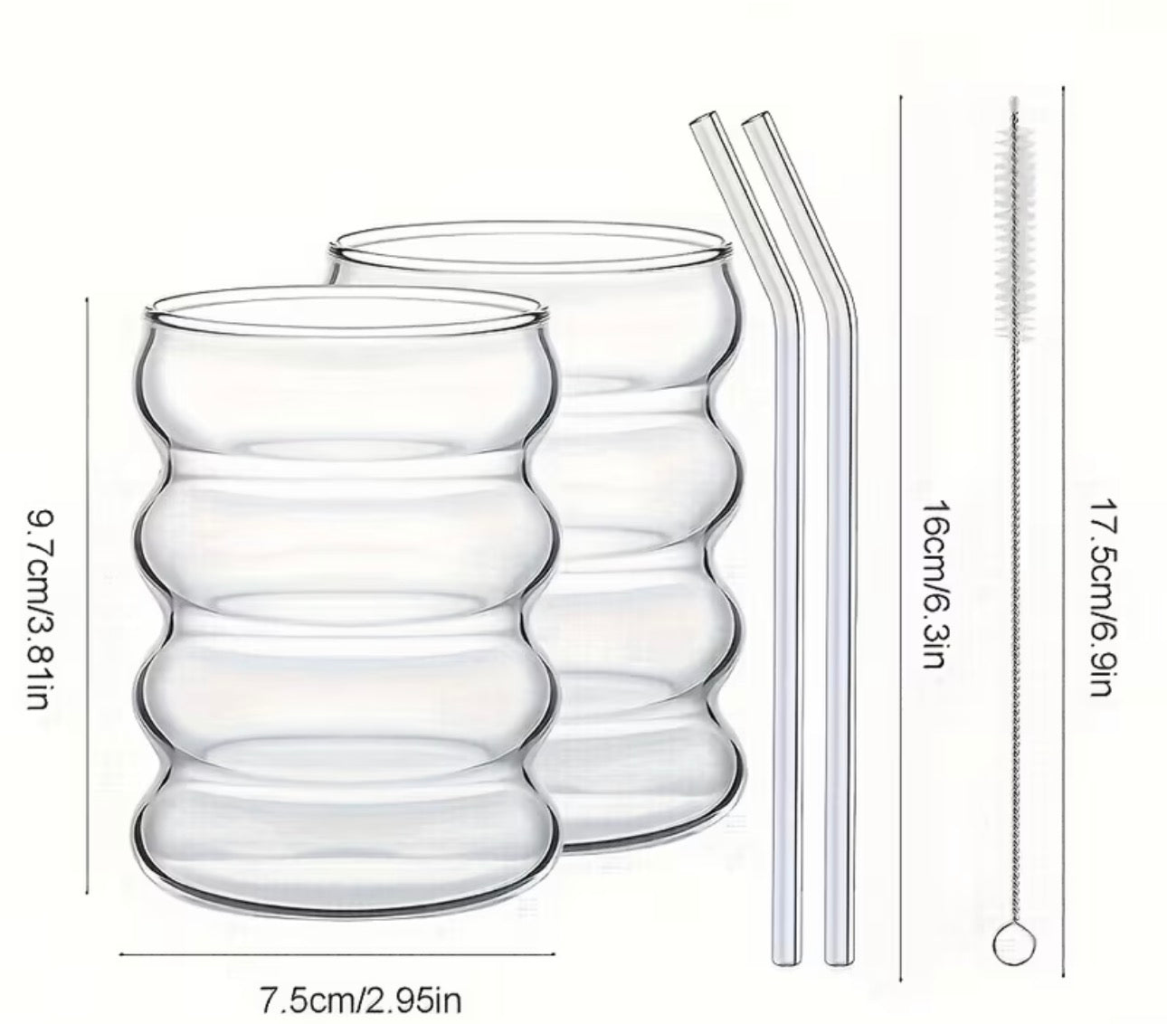 Lot de 6 verres de forme ondulée