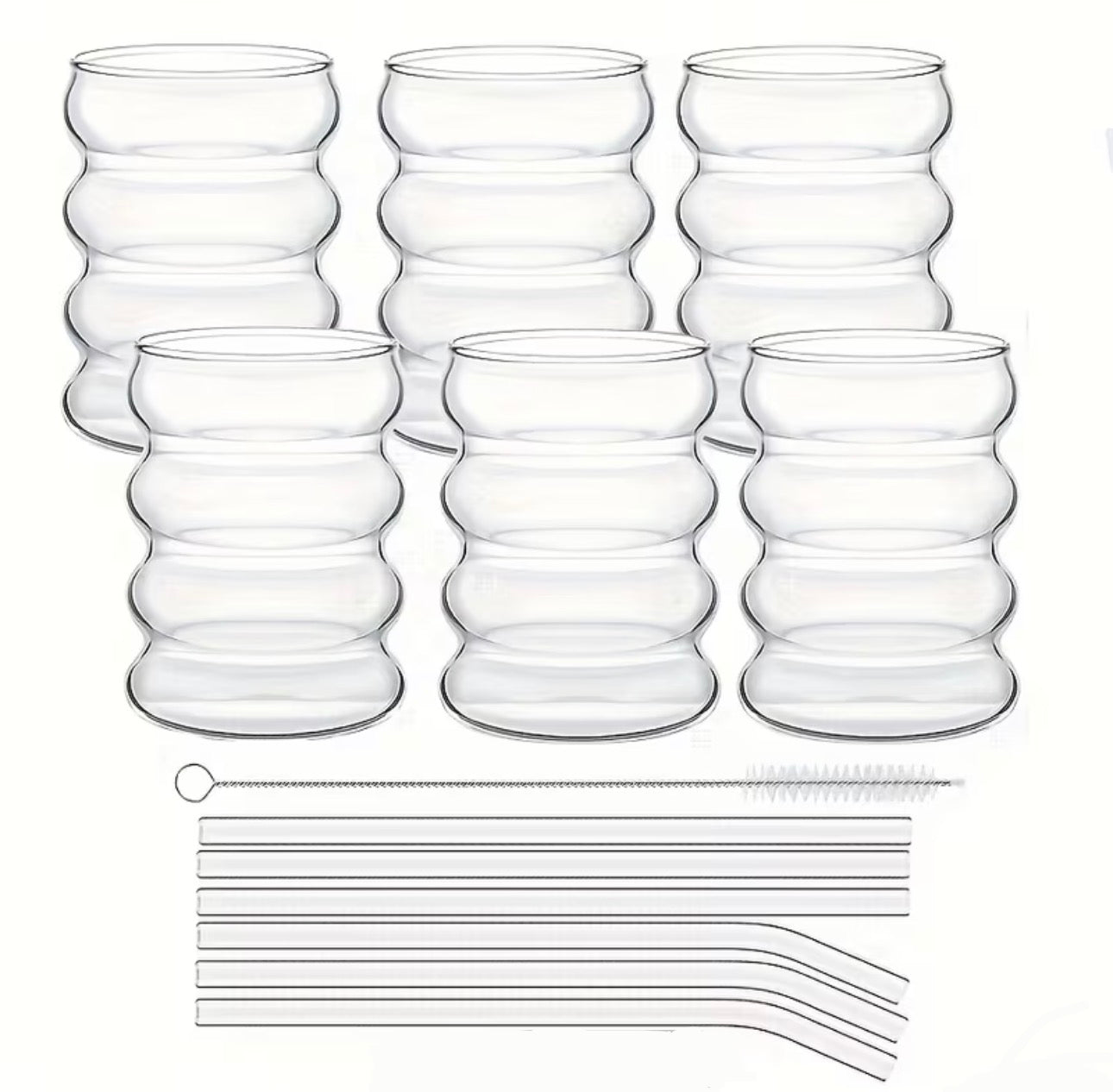 Lot de 6 verres de forme ondulée