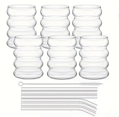 Lot de 6 verres de forme ondulée
