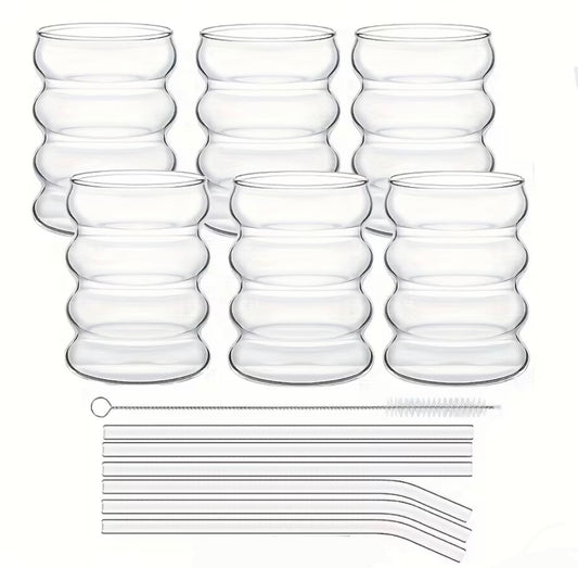 Lot de 6 verres de forme ondulée